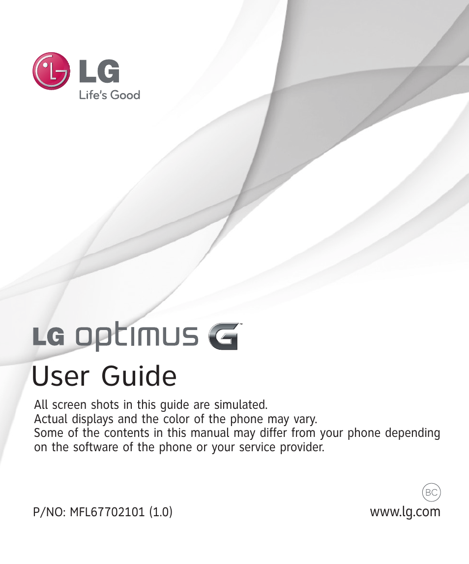 LG LGE970 User Manual | 117 pages