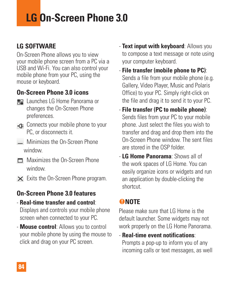 Lg on-screen phone 3.0 | LG LGE970 User Manual | Page 84 / 117