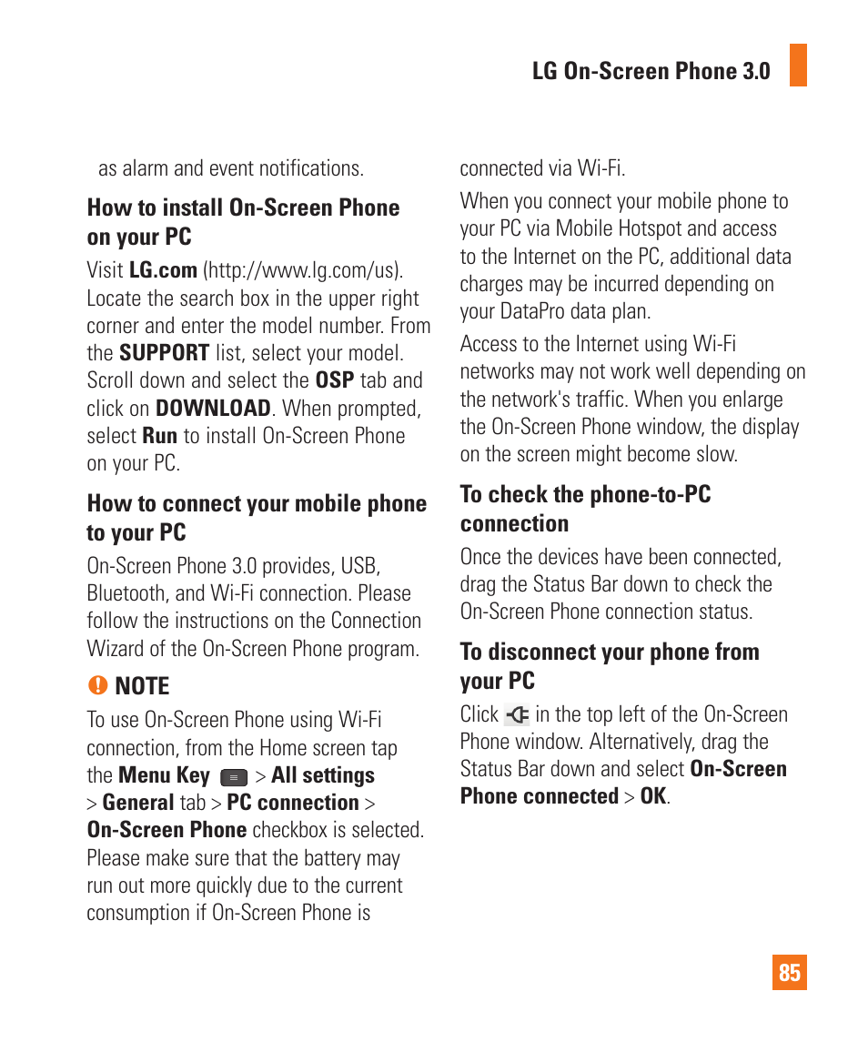 LG LGE970 User Manual | Page 85 / 117