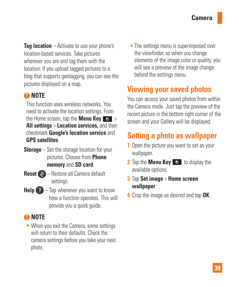 Viewing your saved photos, Setting a photo as wallpaper | LG P925 User Manual | Page 43 / 119