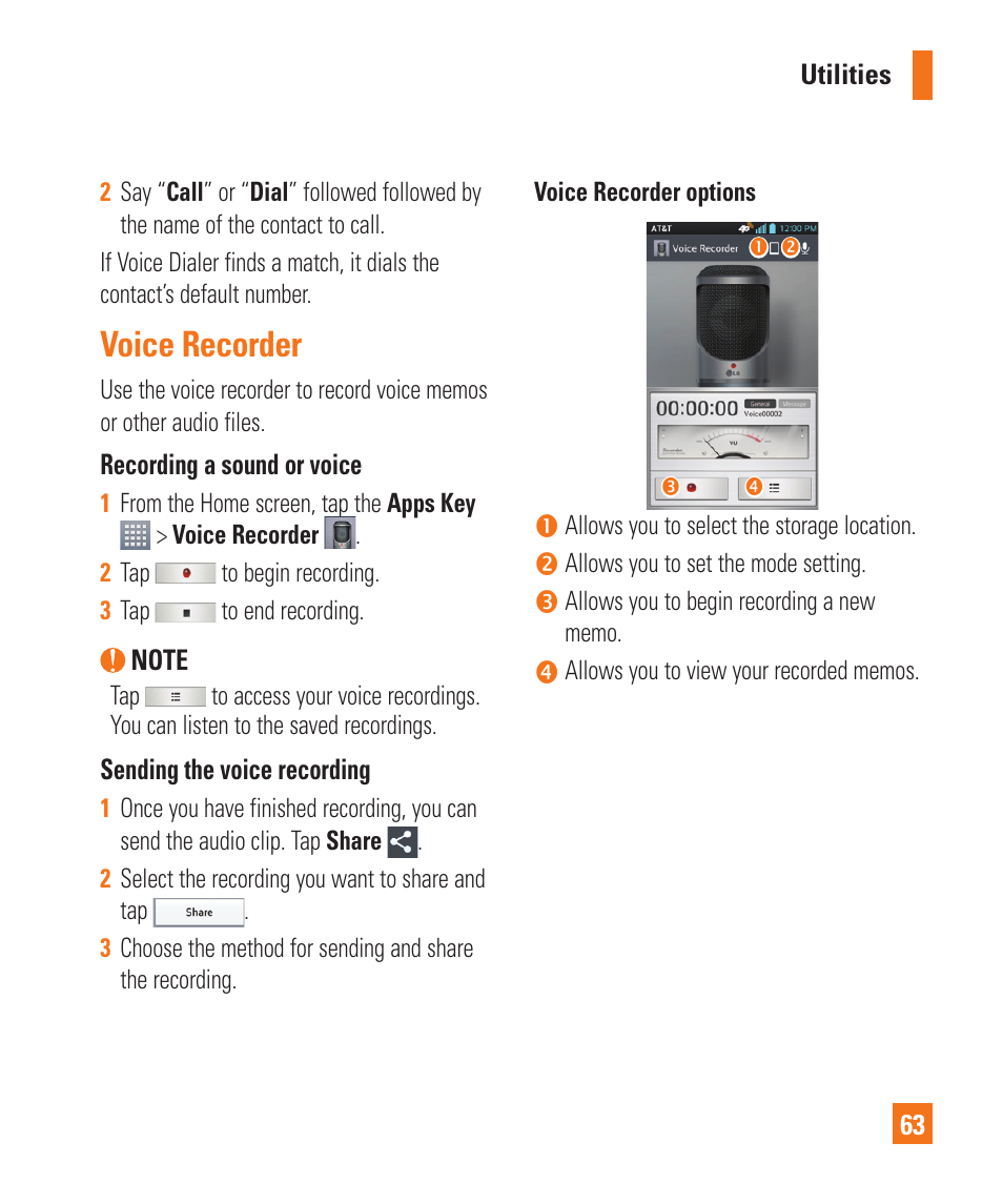 Voice recorder | LG P925 User Manual | Page 67 / 119