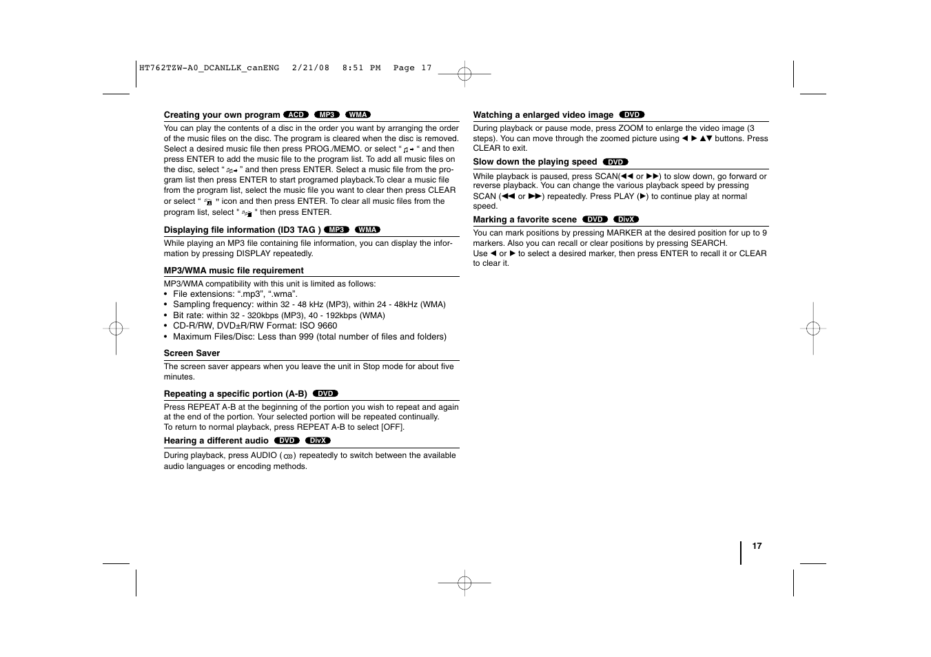 LG LHT888 User Manual | Page 17 / 24