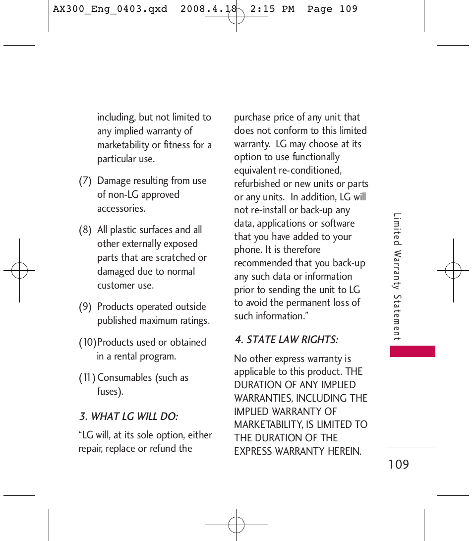 LG LGAX300 User Manual | Page 111 / 115