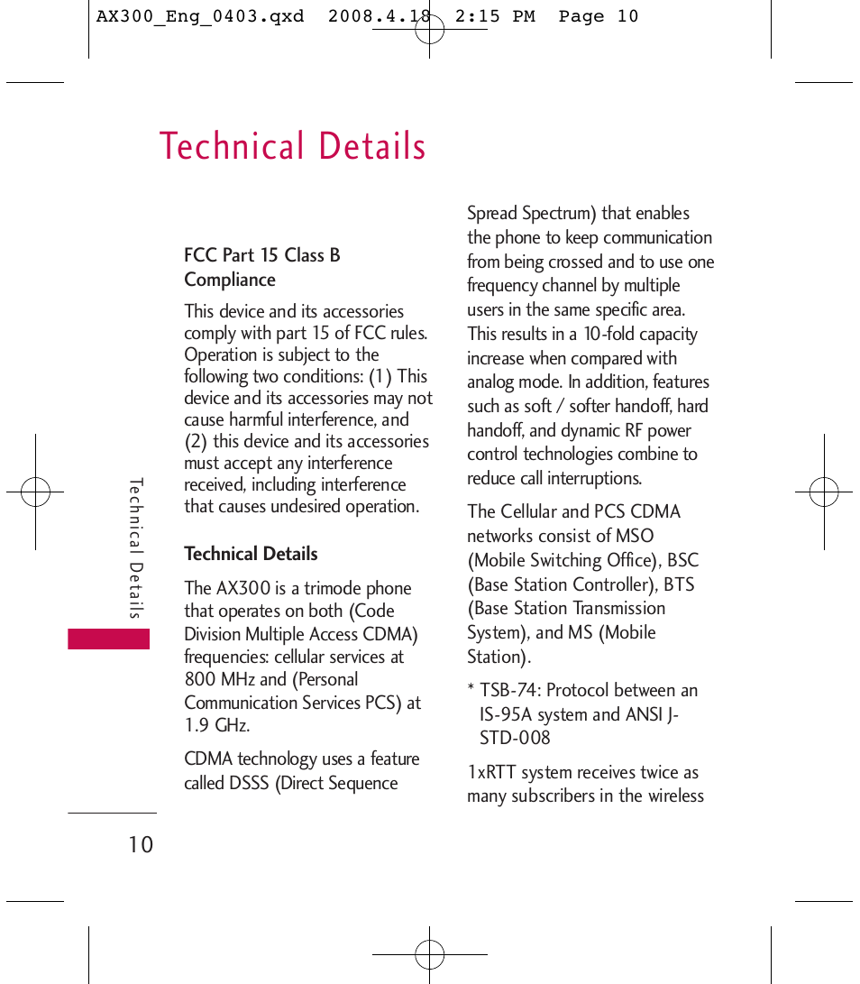 Technical details | LG LGAX300 User Manual | Page 12 / 115