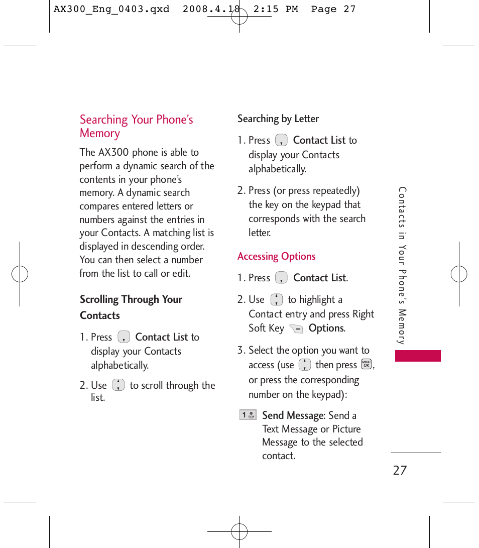 LG LGAX300 User Manual | Page 29 / 115