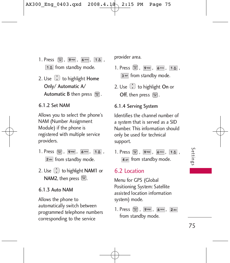 2 location | LG LGAX300 User Manual | Page 77 / 115