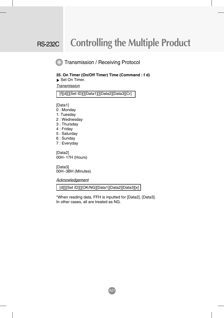 Controlling the multiple product, Rs-232c | LG M4714C-BAG User Manual | Page 59 / 66