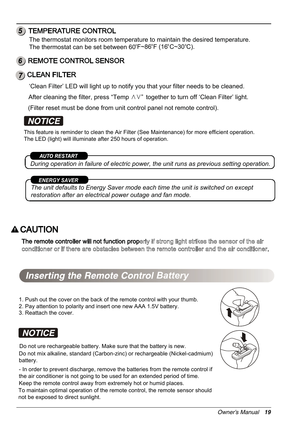 Battery, Caution | LG LT1234CNR User Manual | Page 19 / 48