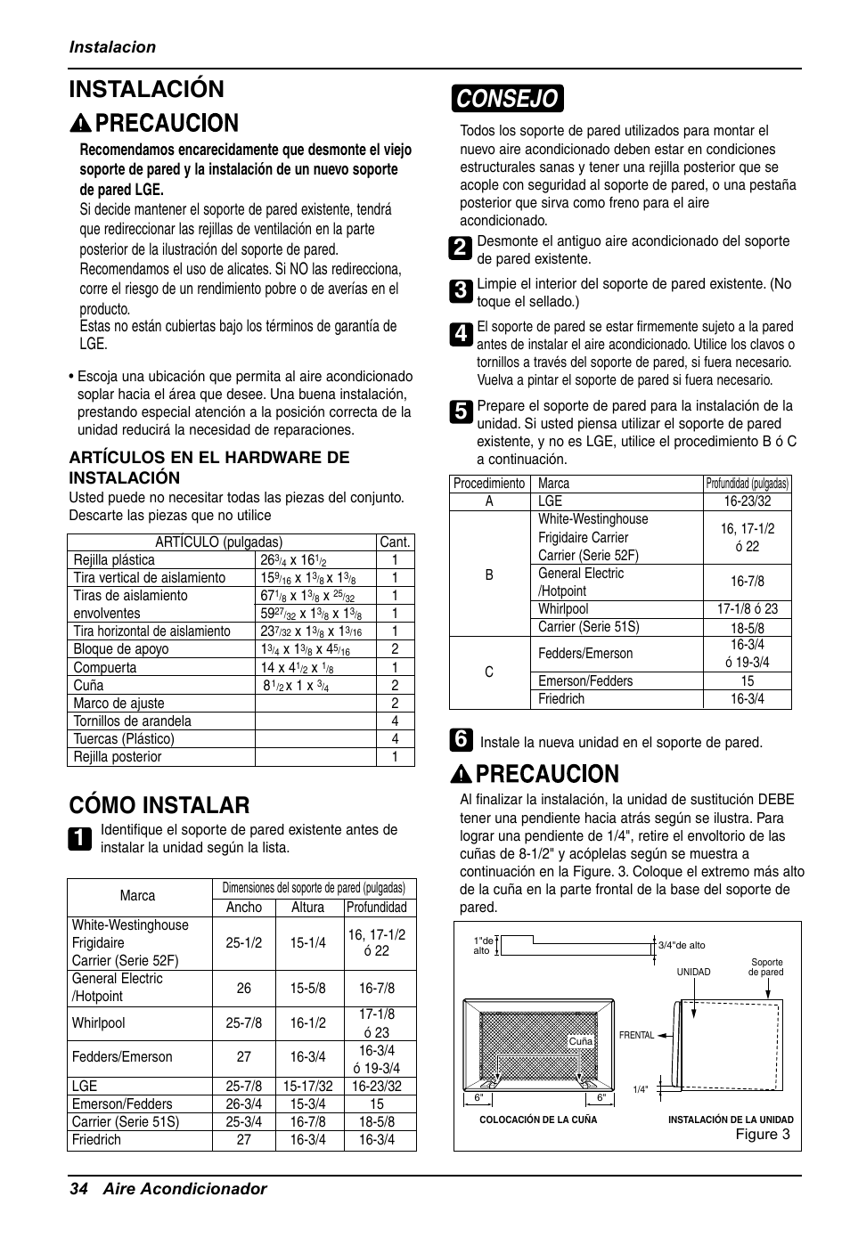 Consejo, Instalación, Cómo instalar | LG LT1234CNR User Manual | Page 34 / 48