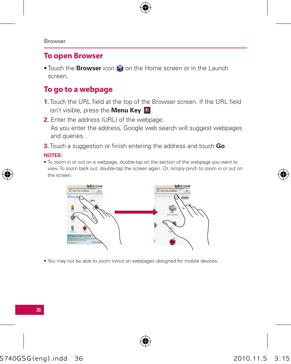 LG LGUS740 User Manual | Page 36 / 82