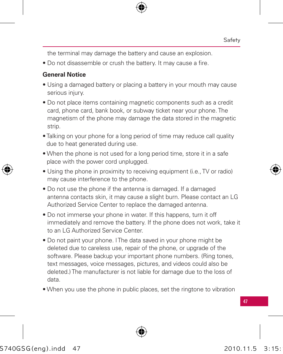 LG LGUS740 User Manual | Page 47 / 82