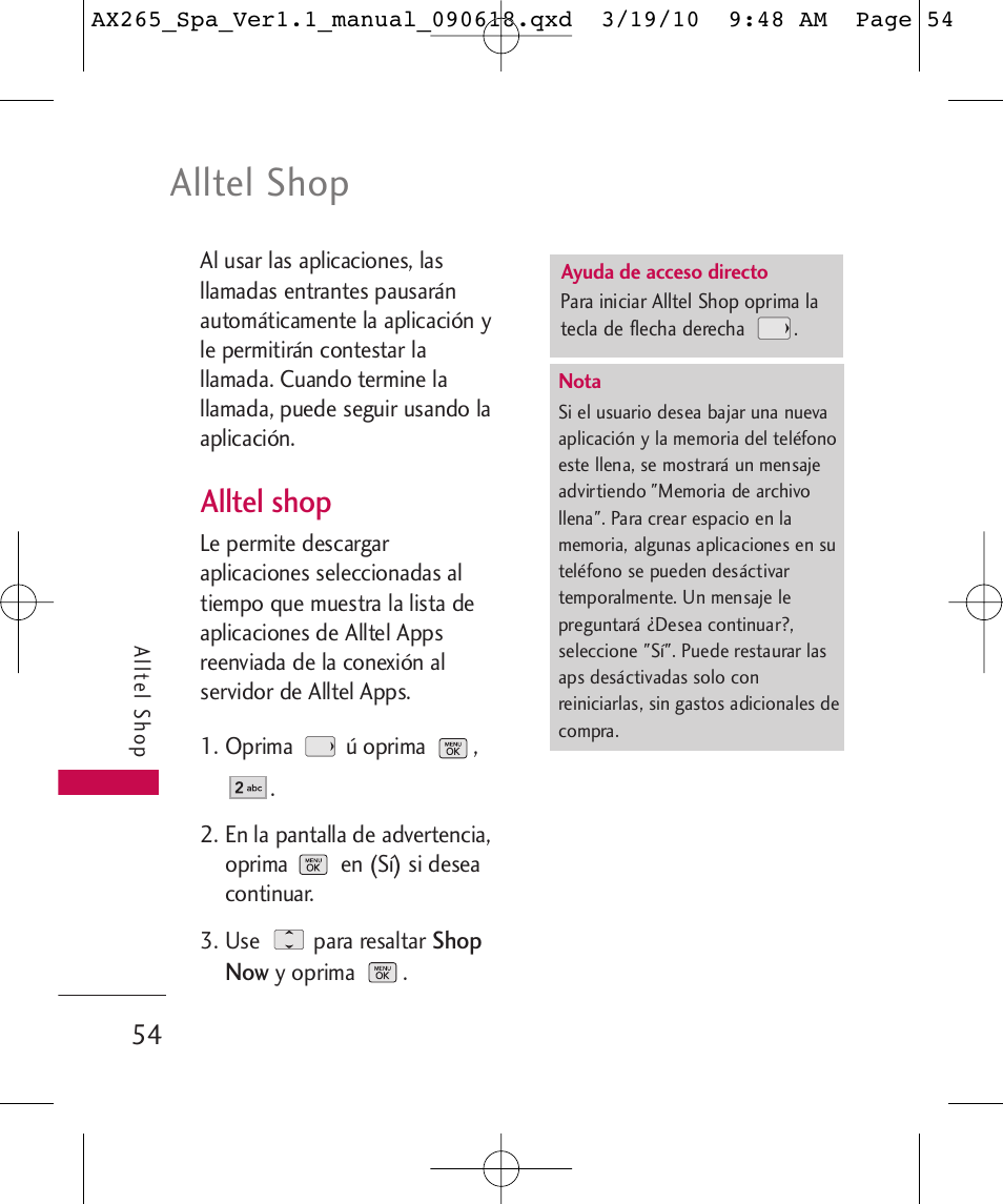 Alltel shop | LG LGAX265 User Manual | Page 184 / 269