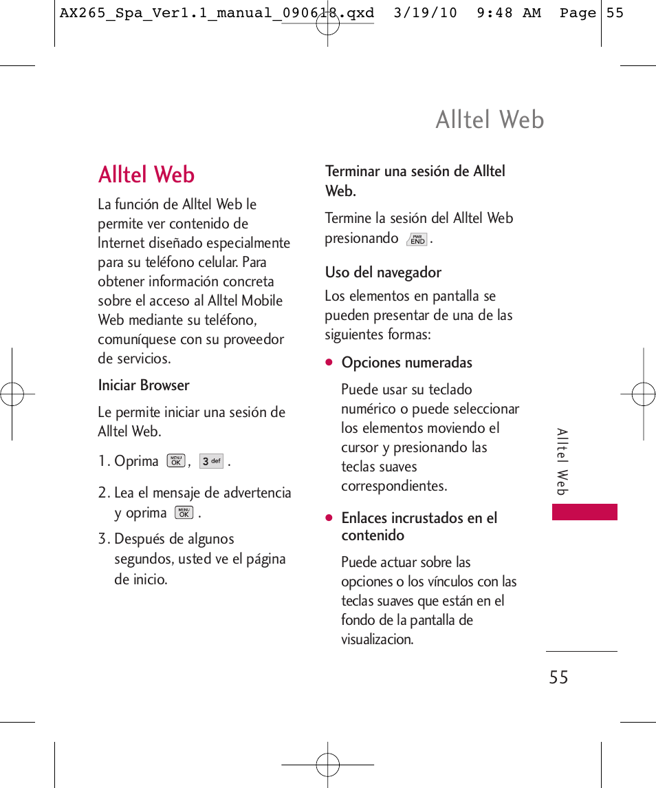 Alltel web | LG LGAX265 User Manual | Page 185 / 269