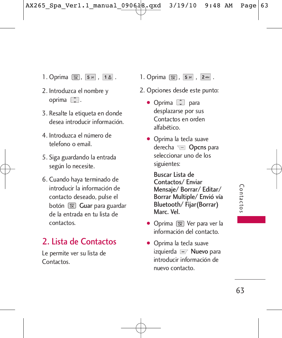 Lista de contactos | LG LGAX265 User Manual | Page 193 / 269