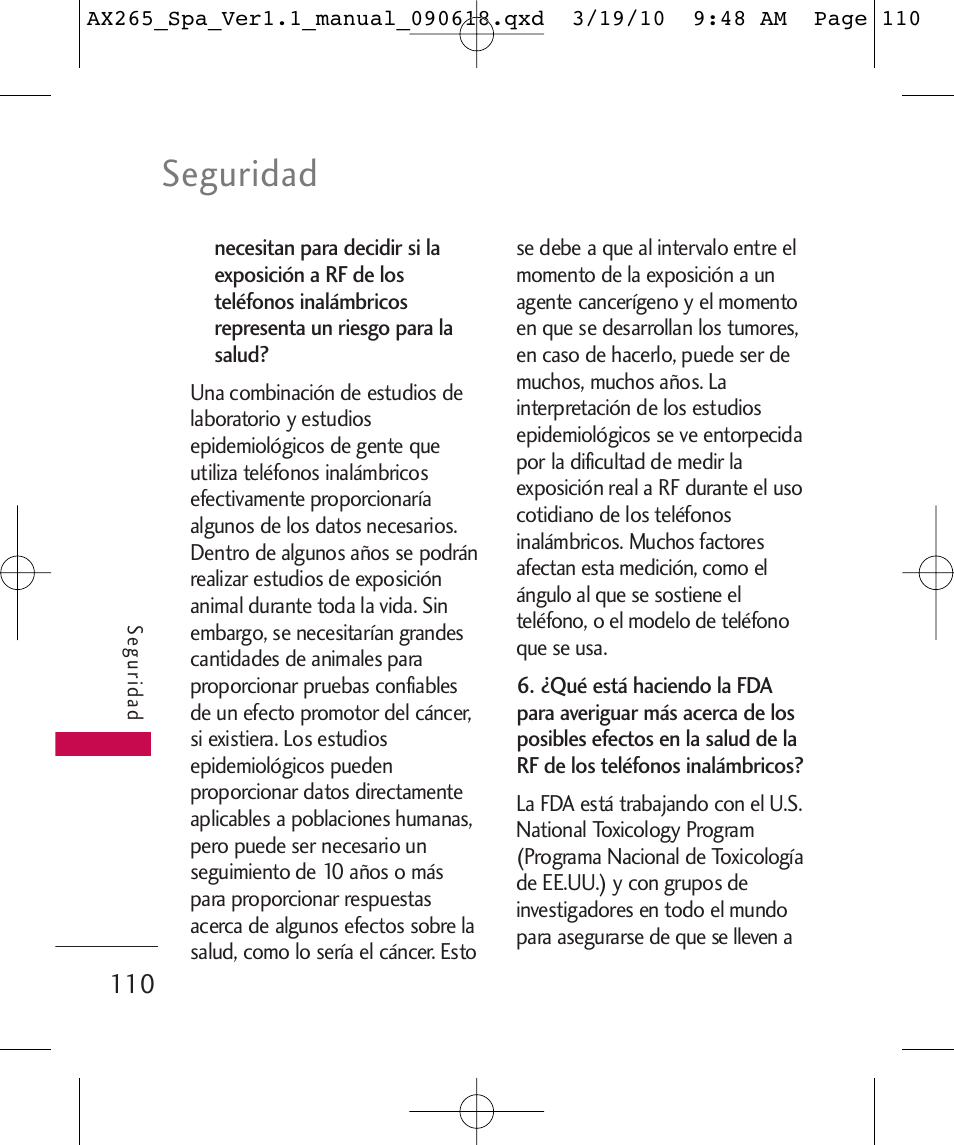 Seguridad | LG LGAX265 User Manual | Page 240 / 269