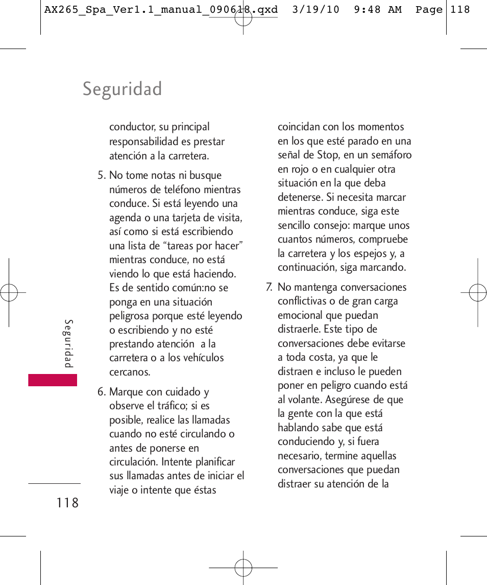 Seguridad | LG LGAX265 User Manual | Page 248 / 269