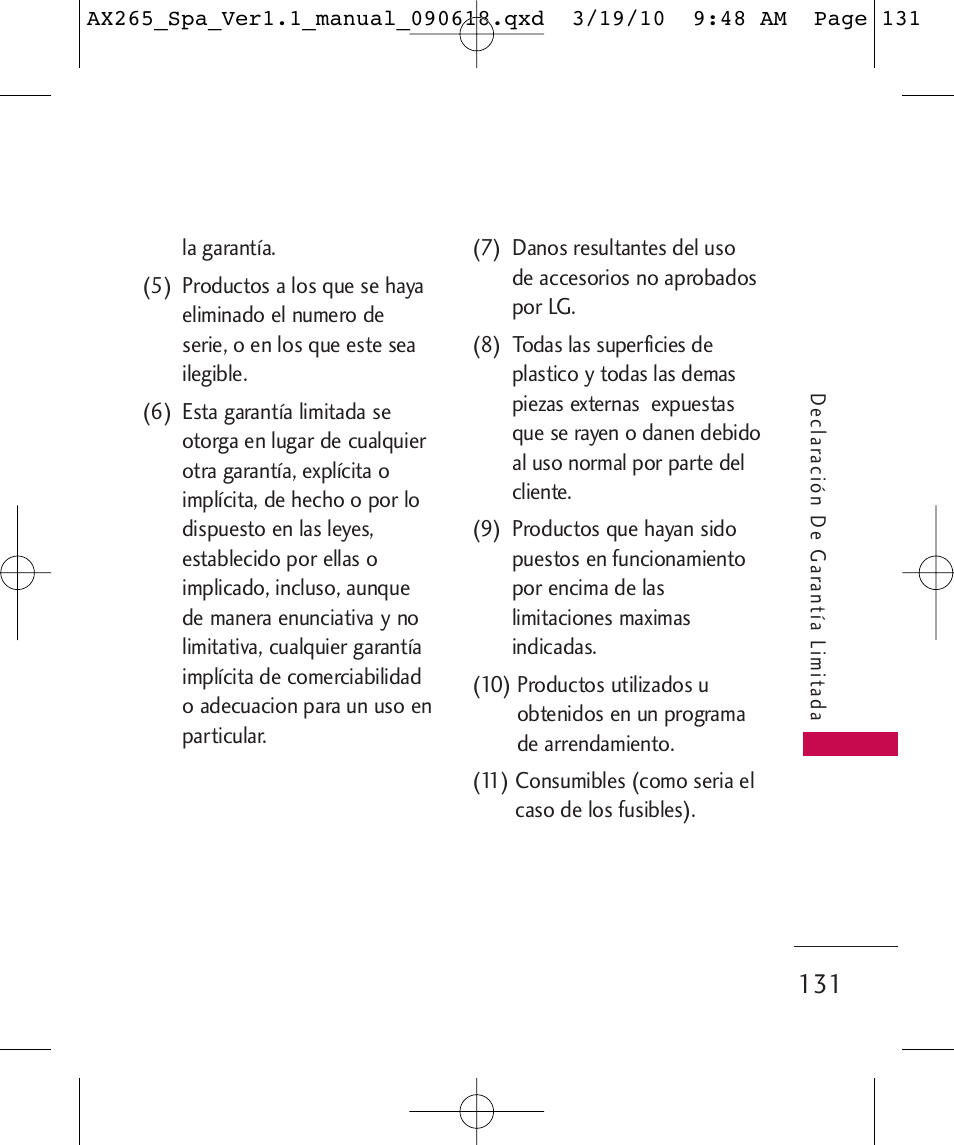 LG LGAX265 User Manual | Page 261 / 269