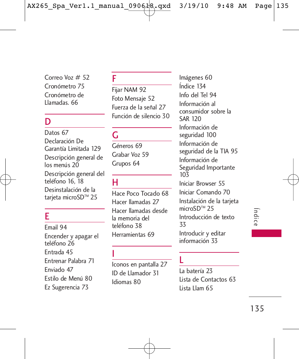 LG LGAX265 User Manual | Page 265 / 269