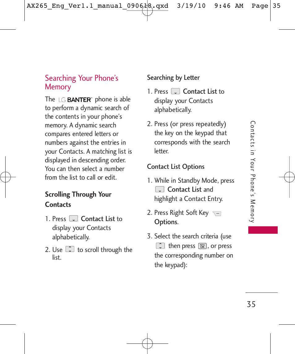 LG LGAX265 User Manual | Page 37 / 269