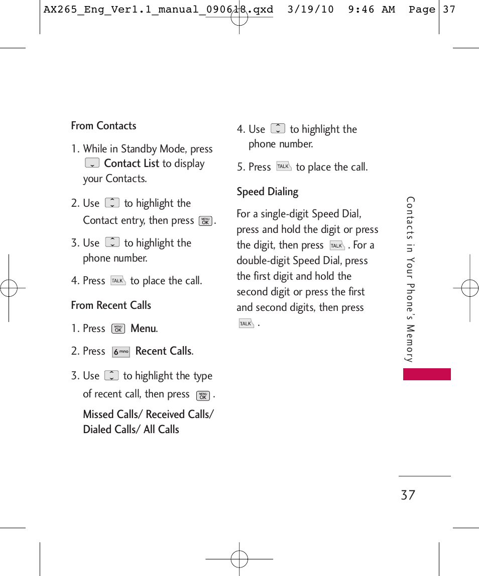 LG LGAX265 User Manual | Page 39 / 269