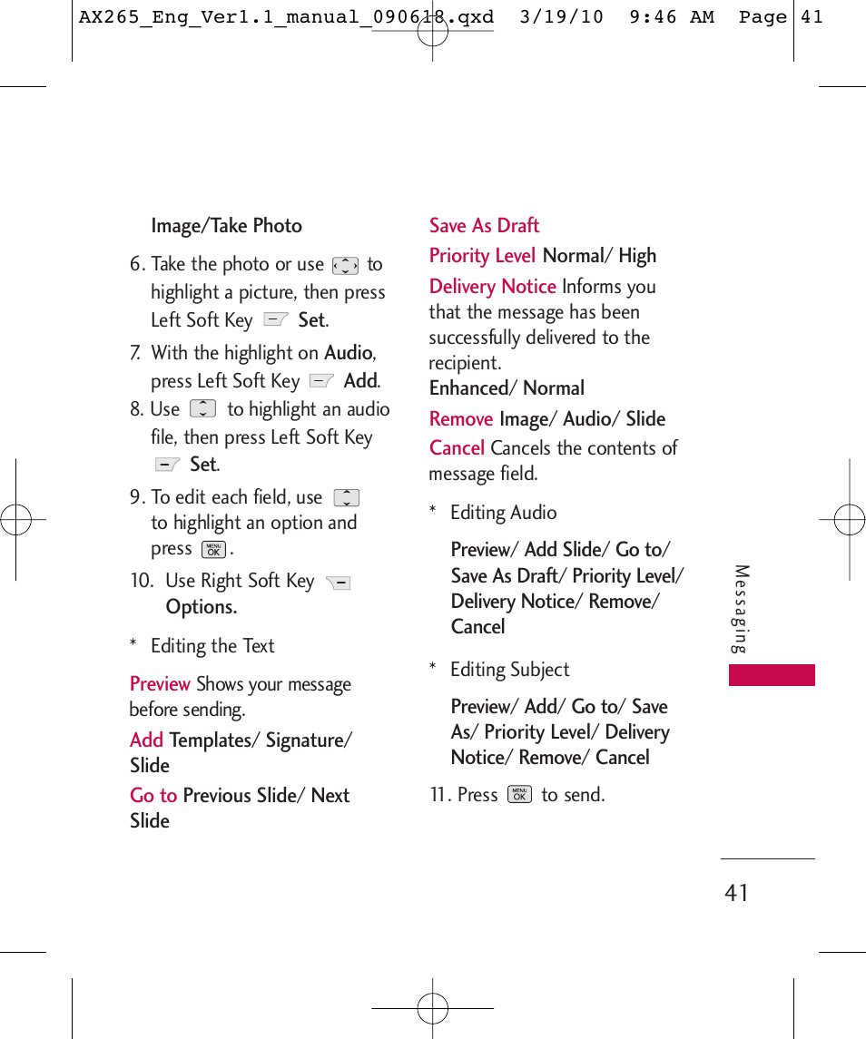 LG LGAX265 User Manual | Page 43 / 269