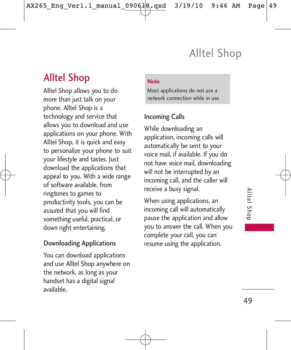 Alltel shop | LG LGAX265 User Manual | Page 51 / 269