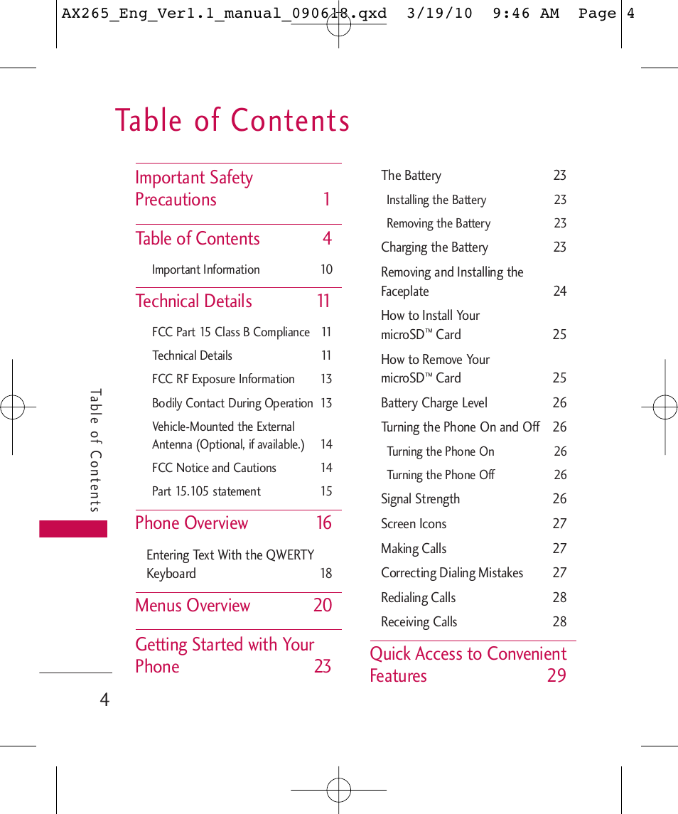 LG LGAX265 User Manual | Page 6 / 269