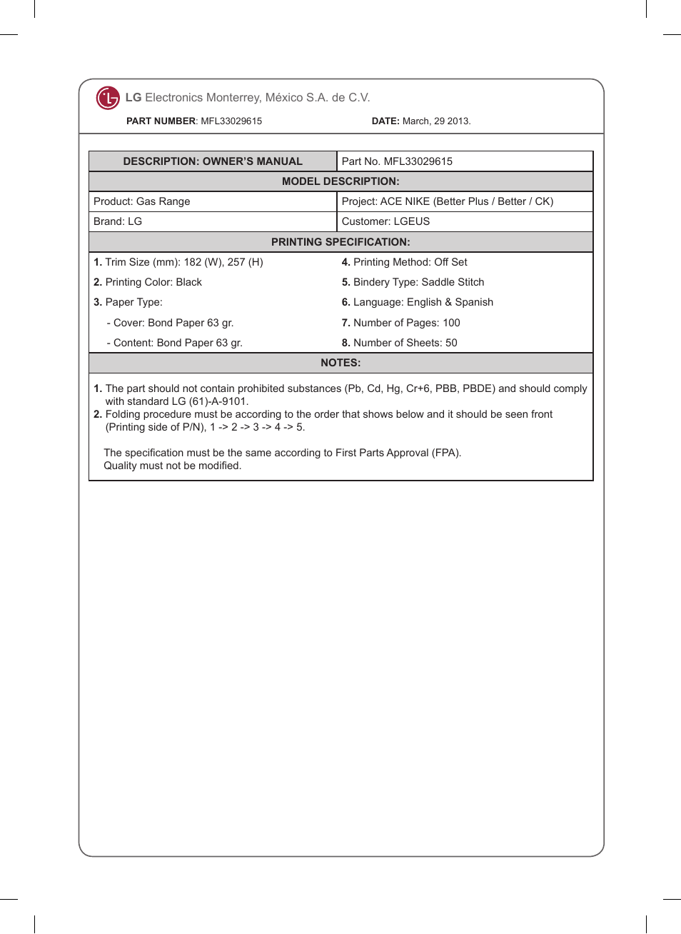 LG LDG3035SB User Manual | 101 pages