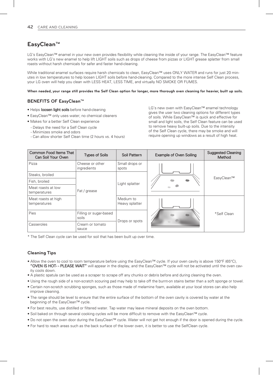 Easyclean | LG LDG3035SB User Manual | Page 43 / 101