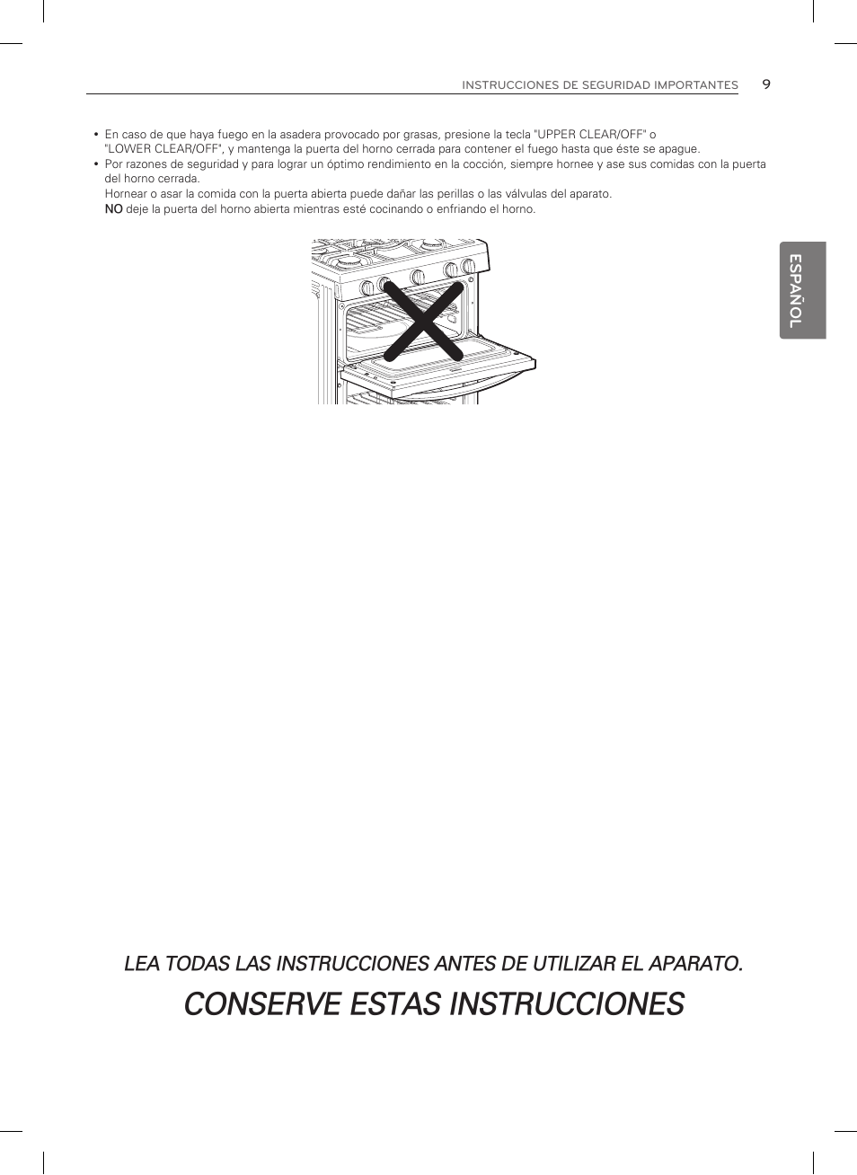 Conserve estas instrucciones | LG LDG3035SB User Manual | Page 58 / 101