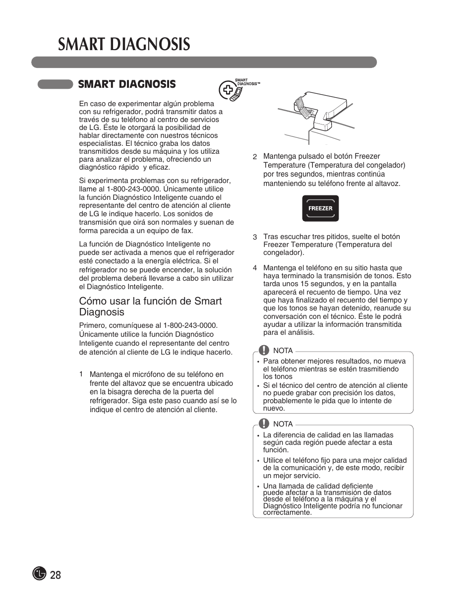 Smart diagnosis, Cómo usar la función de smart diagnosis | LG LFC28768ST User Manual | Page 100 / 108