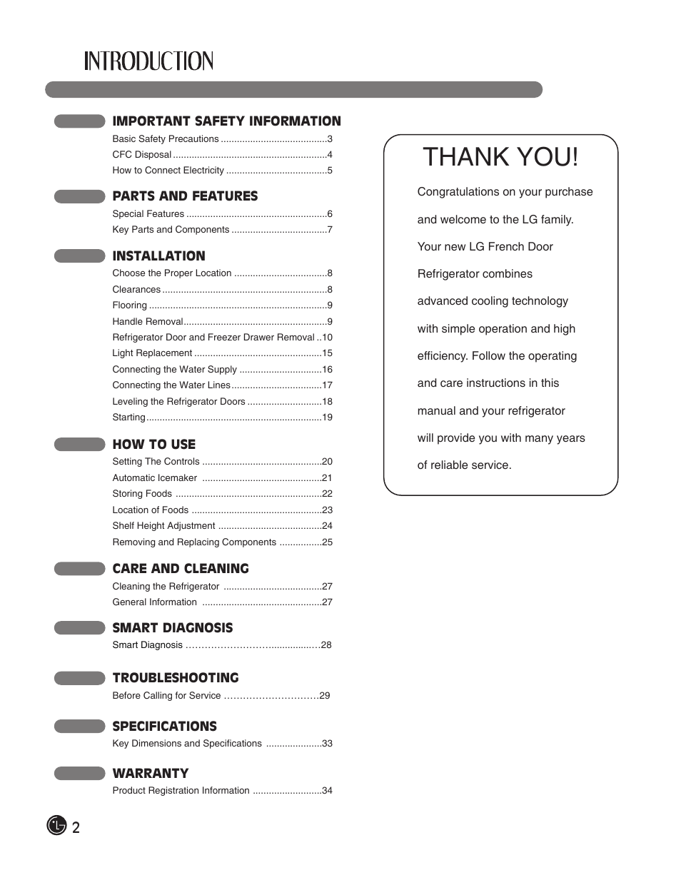 LG LFC28768ST User Manual | Page 2 / 108