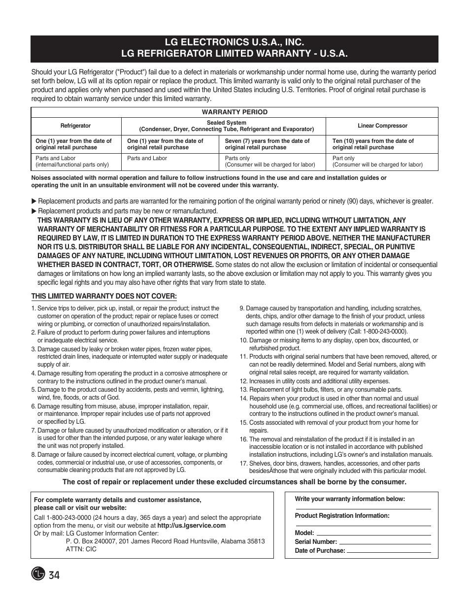 LG LFC28768ST User Manual | Page 34 / 108