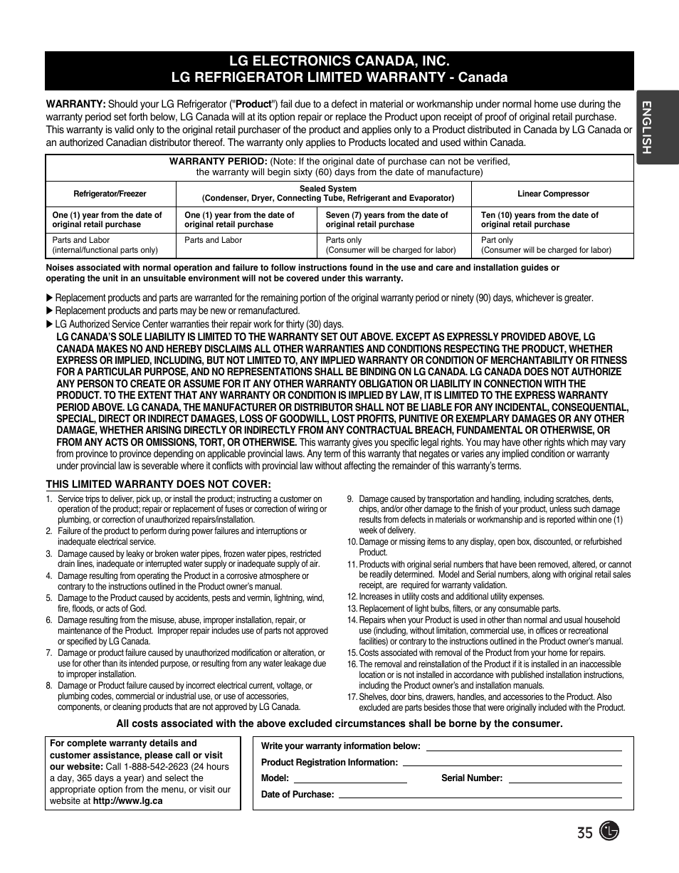 English | LG LFC28768ST User Manual | Page 35 / 108