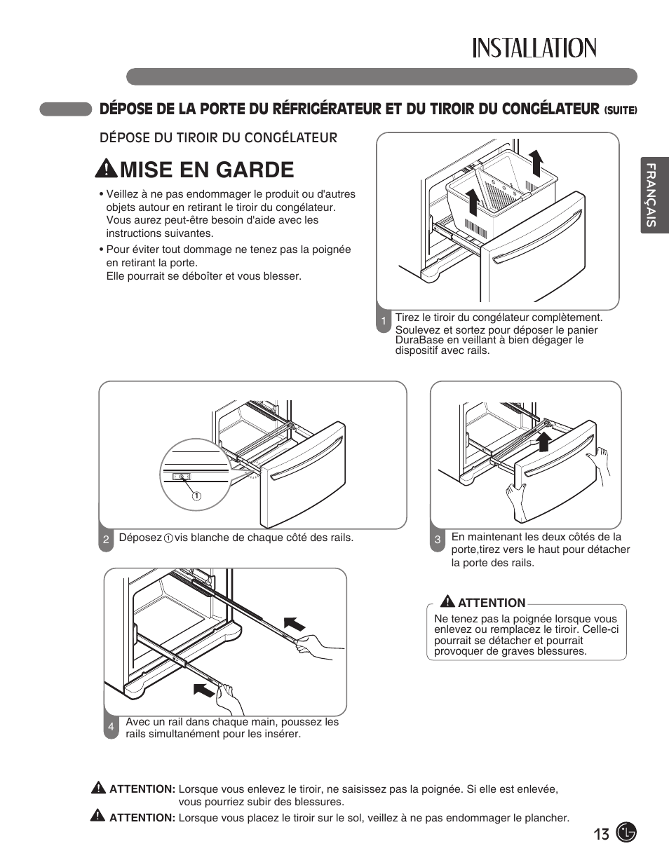 Mise en garde | LG LFC28768ST User Manual | Page 49 / 108