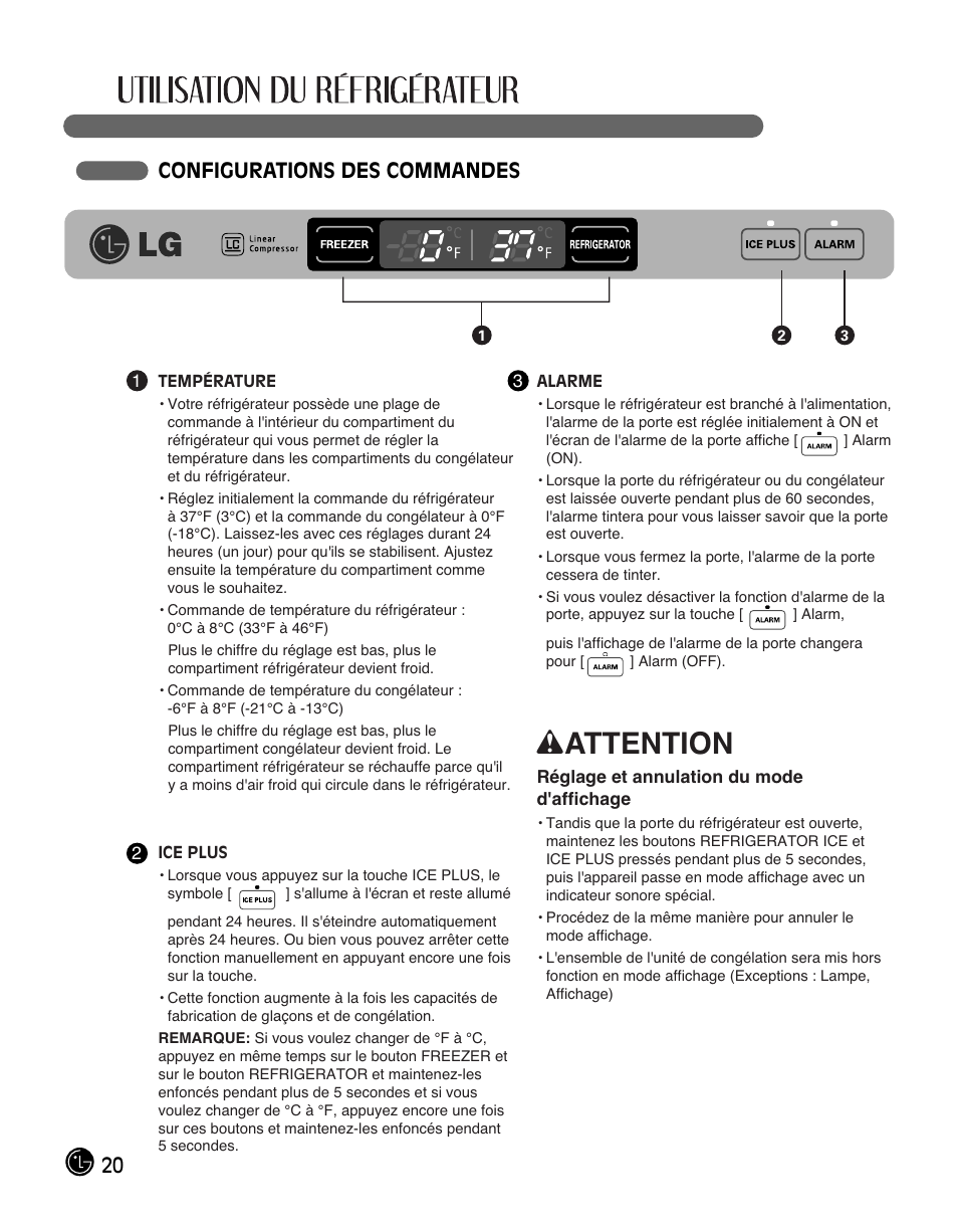 Wattention, 20 configurations des commandes | LG LFC28768ST User Manual | Page 56 / 108