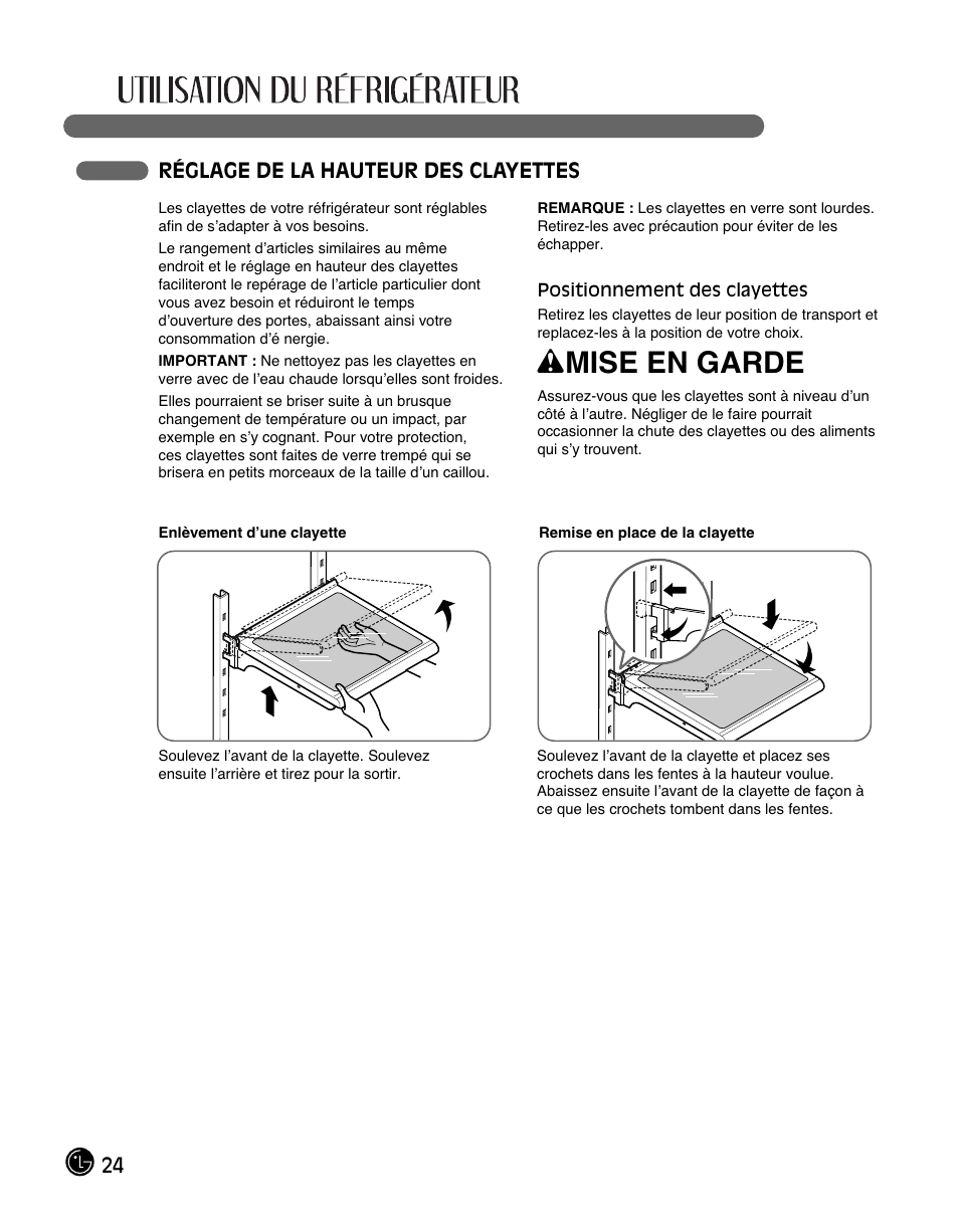 Wmise en garde | LG LFC28768ST User Manual | Page 60 / 108