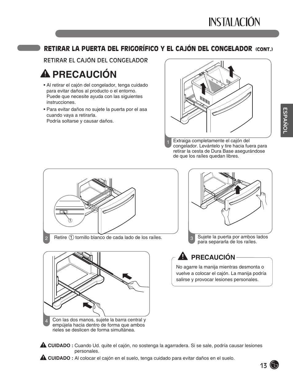 Precaución | LG LFC28768ST User Manual | Page 85 / 108