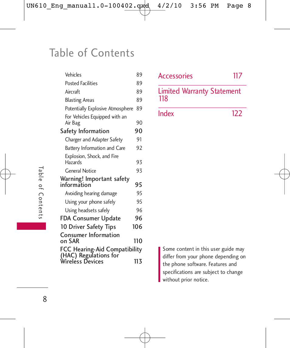 LG UN610 User Manual | Page 10 / 266