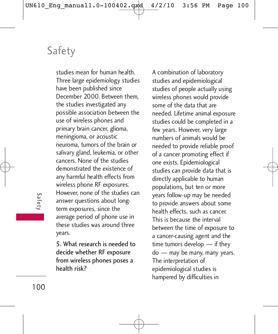 Safety | LG UN610 User Manual | Page 102 / 266