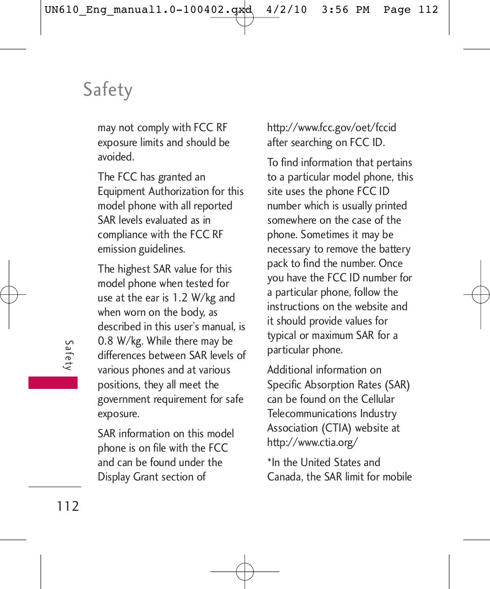 Safety | LG UN610 User Manual | Page 114 / 266