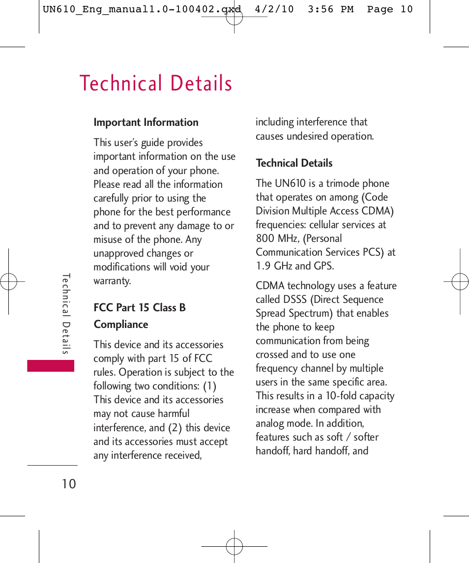 Technical details | LG UN610 User Manual | Page 12 / 266