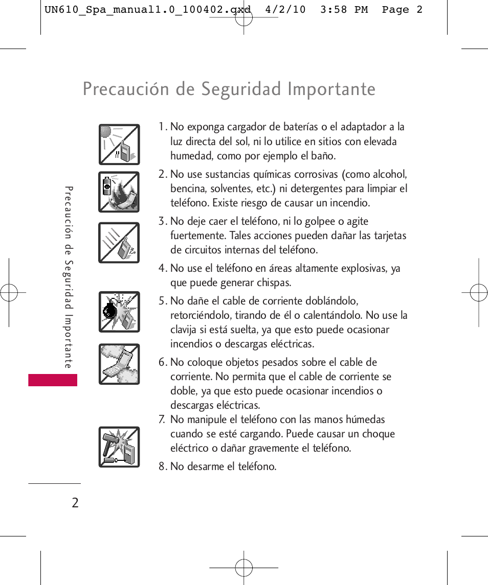 Precaución de seguridad importante | LG UN610 User Manual | Page 131 / 266