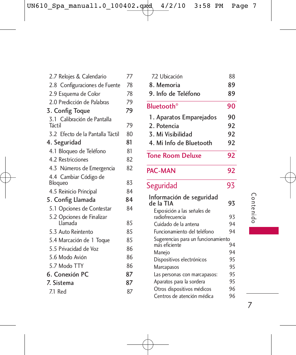 Seguridad 93 | LG UN610 User Manual | Page 136 / 266