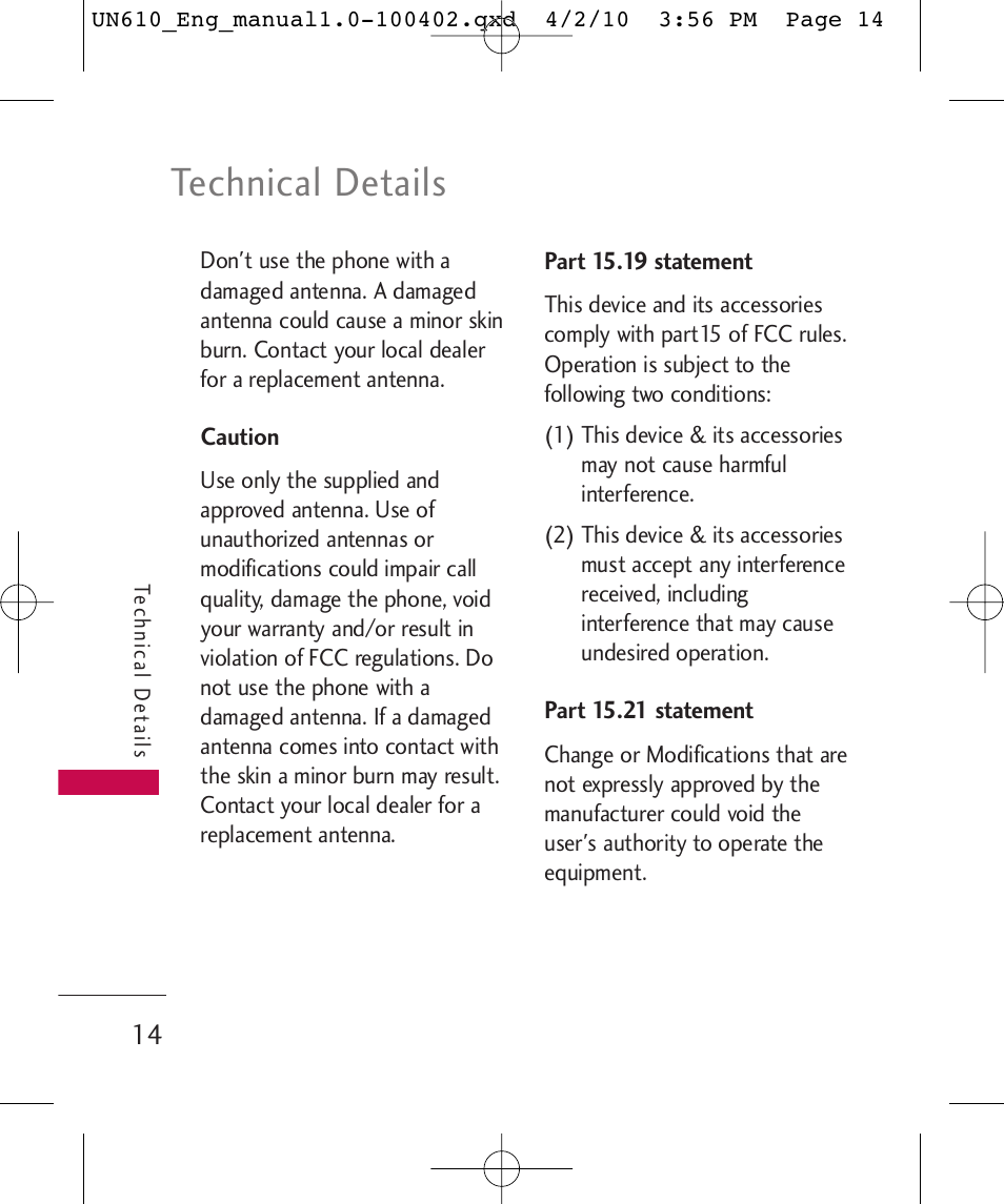 Technical details | LG UN610 User Manual | Page 16 / 266