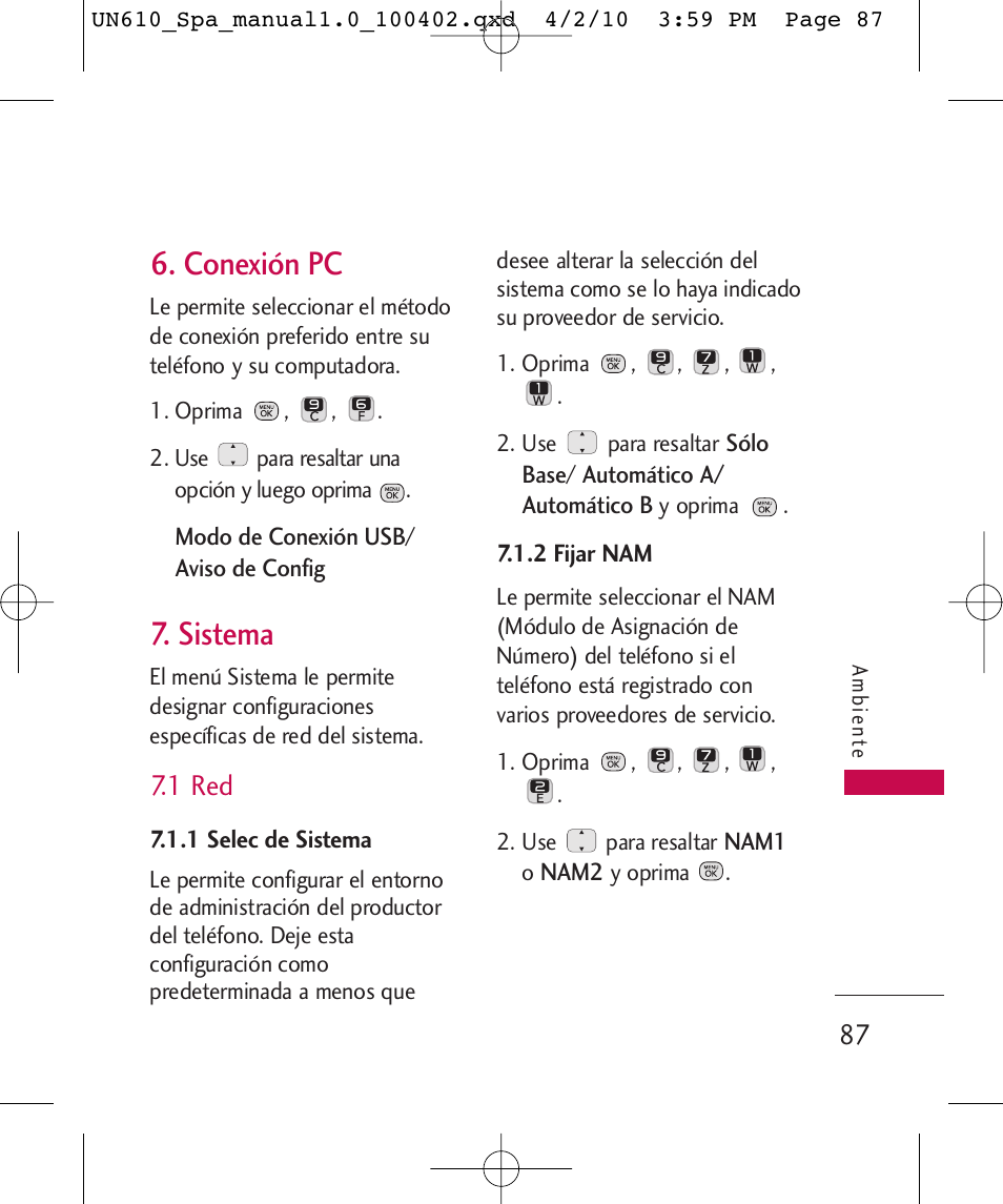 Conexión pc, Sistema, 1 red | LG UN610 User Manual | Page 216 / 266