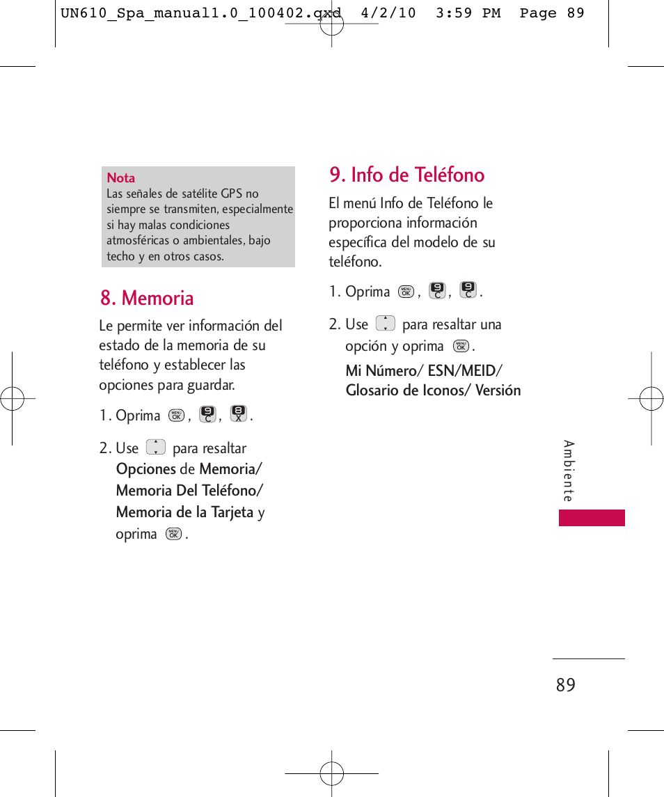 Info de teléfono | LG UN610 User Manual | Page 218 / 266