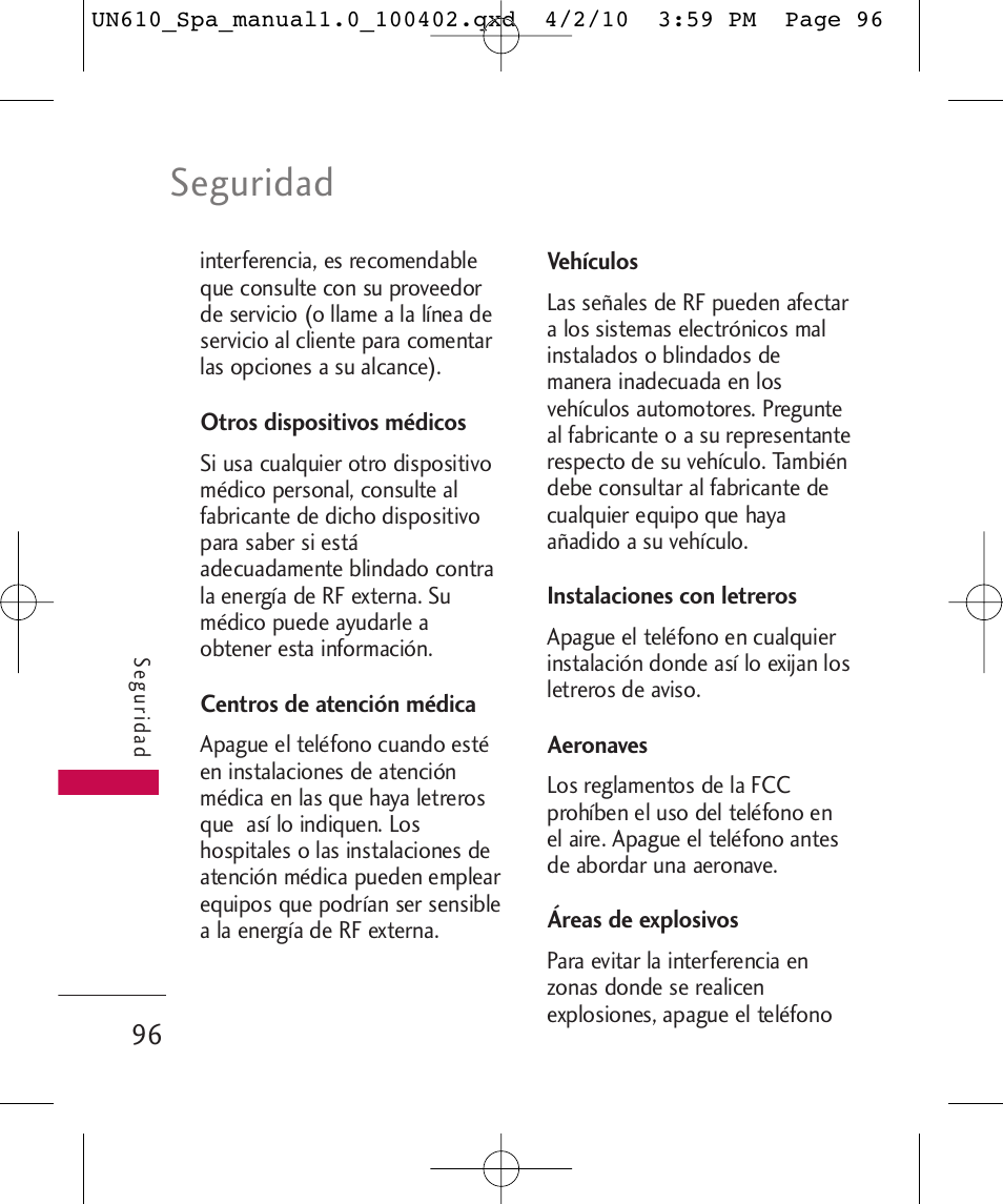 Seguridad | LG UN610 User Manual | Page 225 / 266