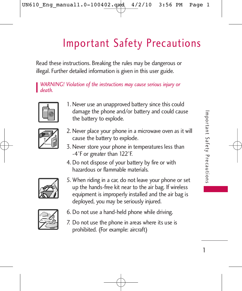 Important safety precautions | LG UN610 User Manual | Page 3 / 266