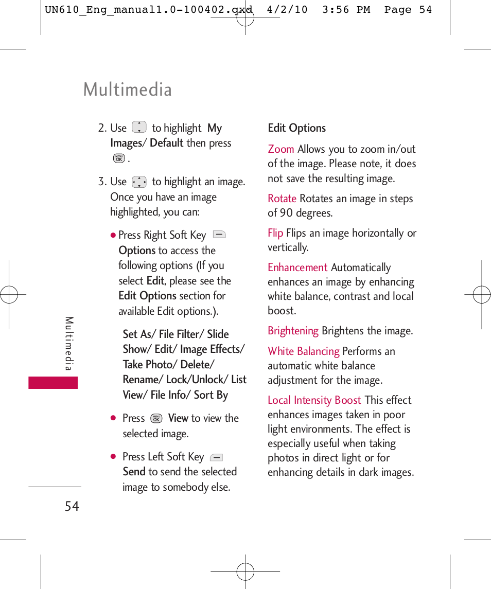 Multimedia | LG UN610 User Manual | Page 56 / 266